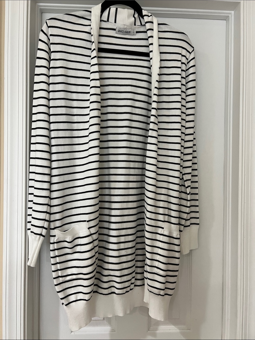 Grace Karin Black and White Striped Top